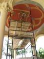 Two level scaffold for fresco painting on Dome